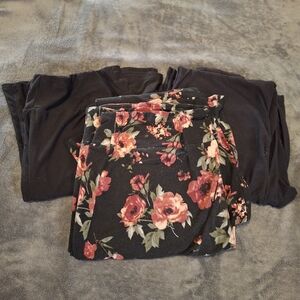 Floral and Black Leggings Set